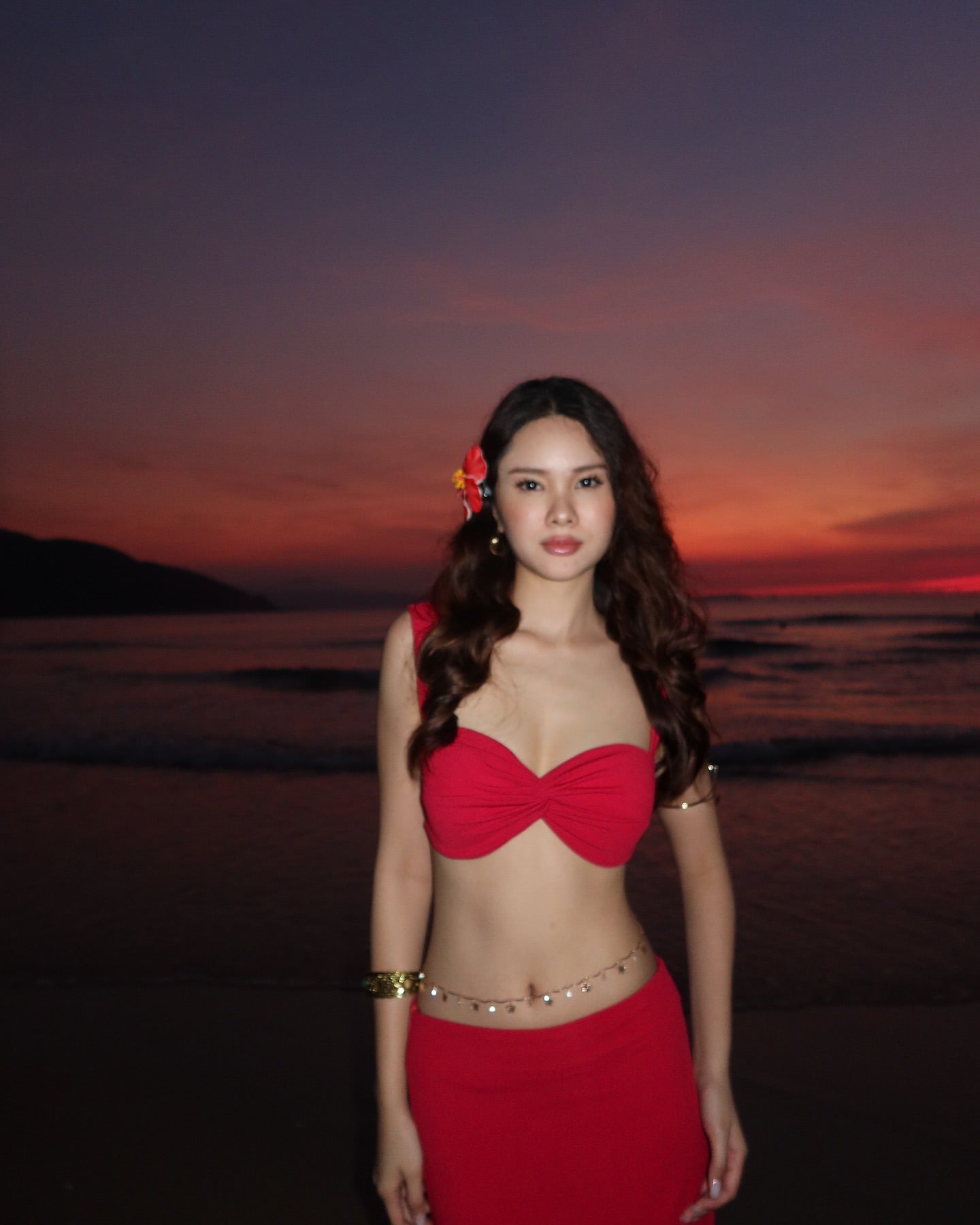 Mermaid red maxi dress