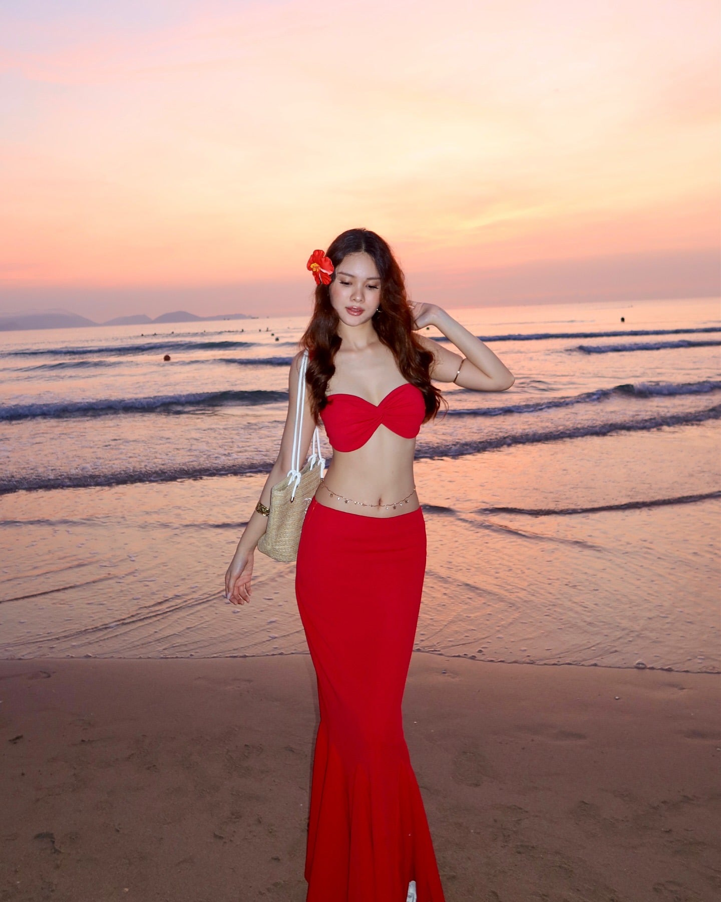 Mermaid red maxi dress