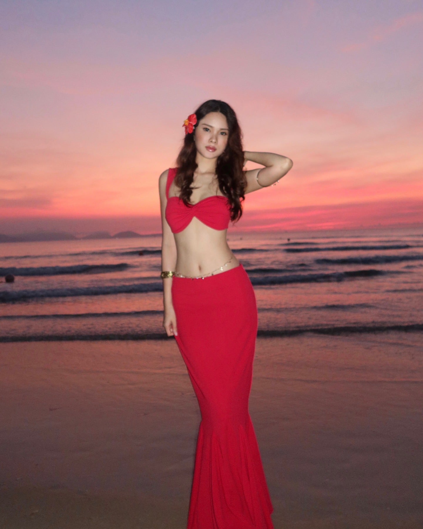 Mermaid red maxi dress