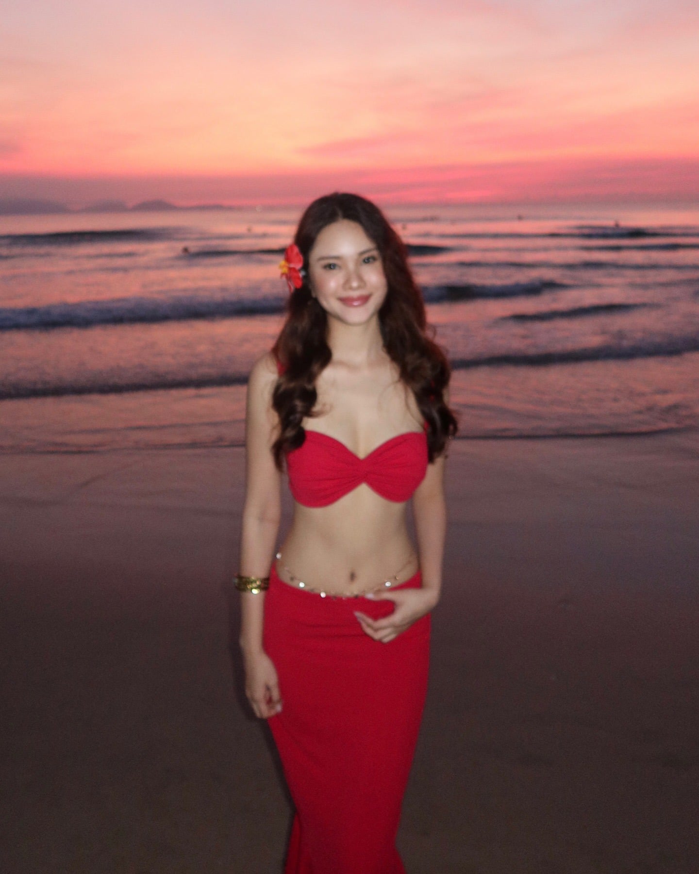 Mermaid red maxi dress