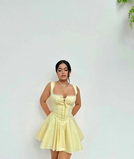Yellow bustier dress